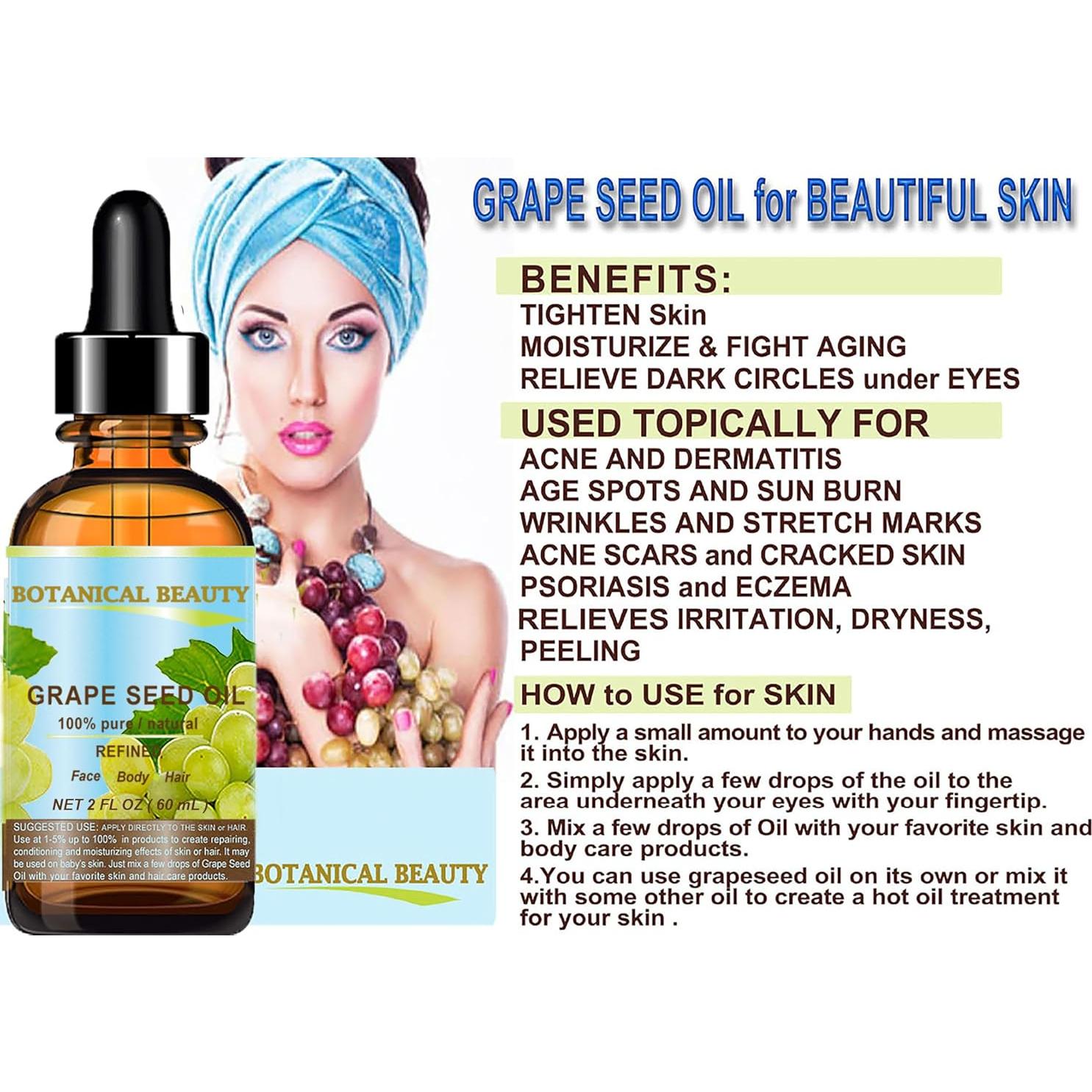 Aceite de Semilla de Uva 100% Puro Botanical Beauty 120 ml