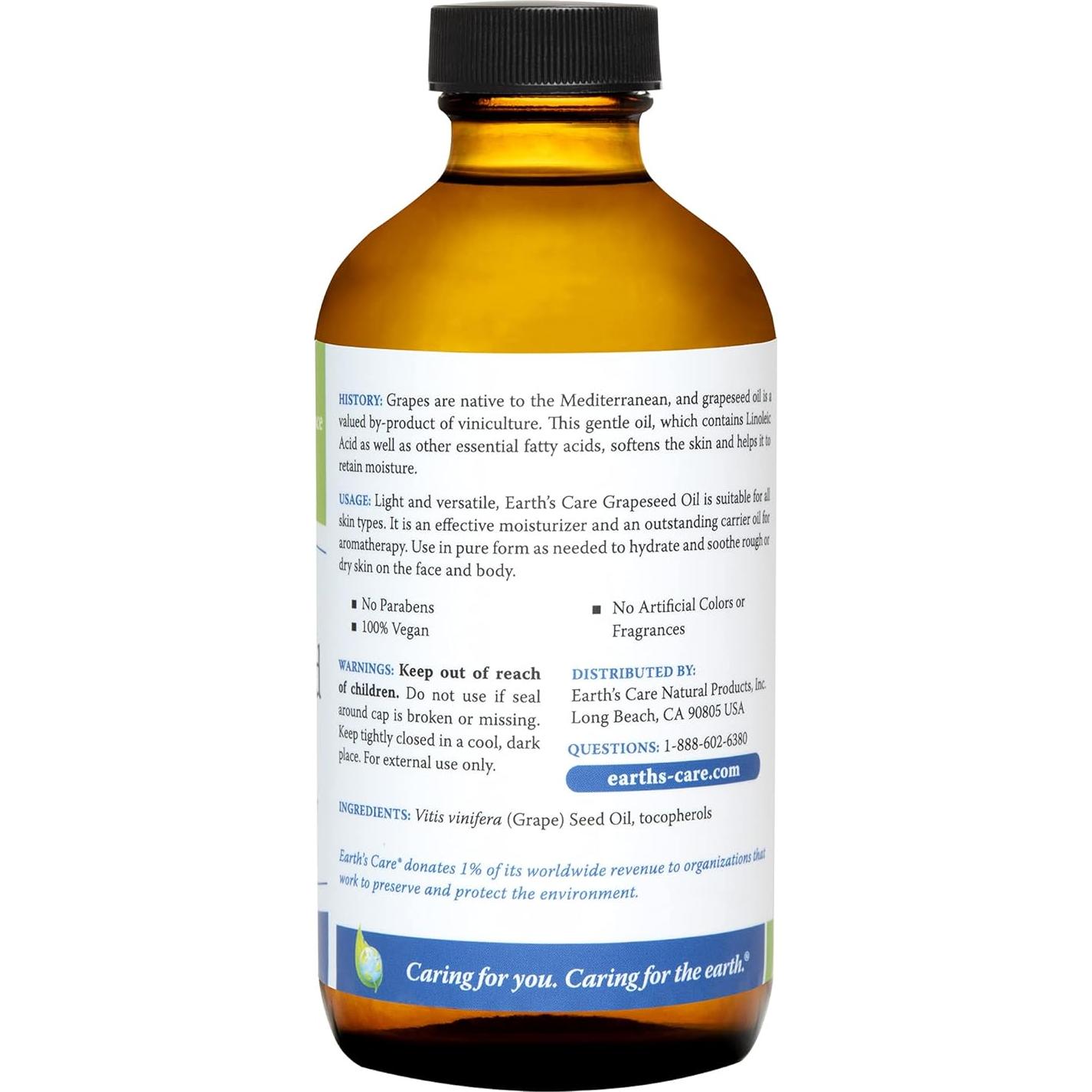 Aceite de Semilla de Uva Earth's Care 236 ml Prensado en Frío