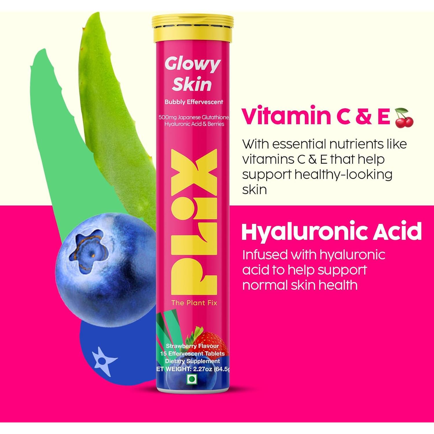 Suplemento Efervescente Plix Glowy Skin 500mg Glutatión