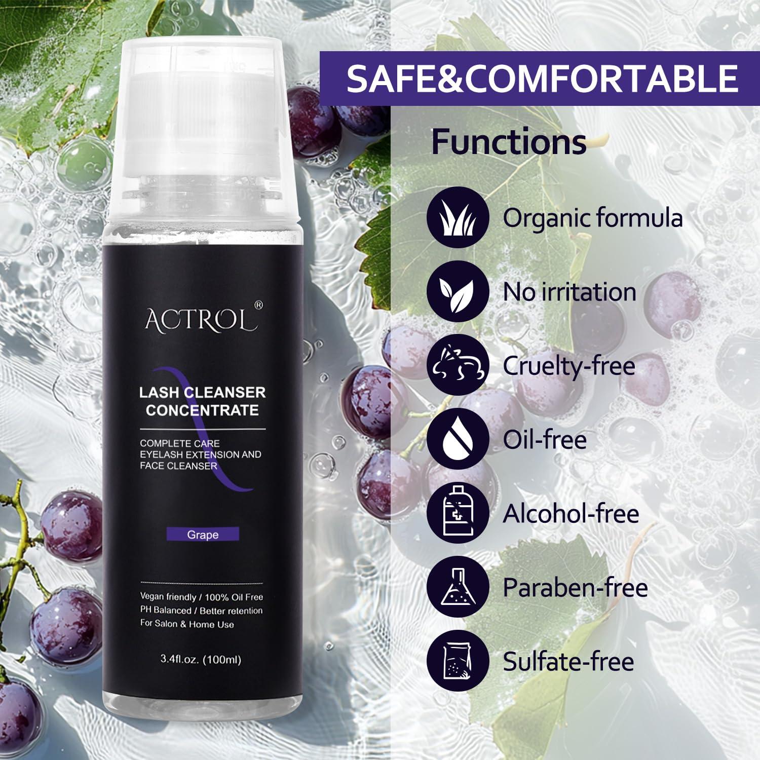 Concentrado Limpiador de Pestañas 100ml ACTROL Uva - Champú Espumoso