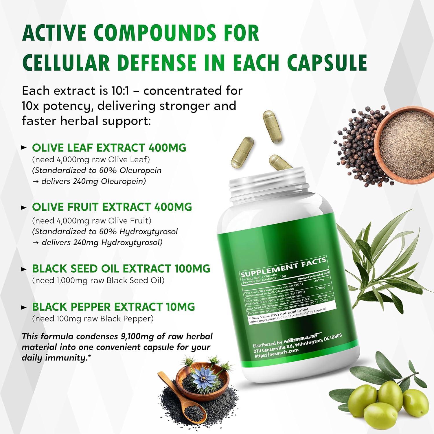 Cápsulas de Hoja y Fruto de Olivo NESSARIT 150 Unidades