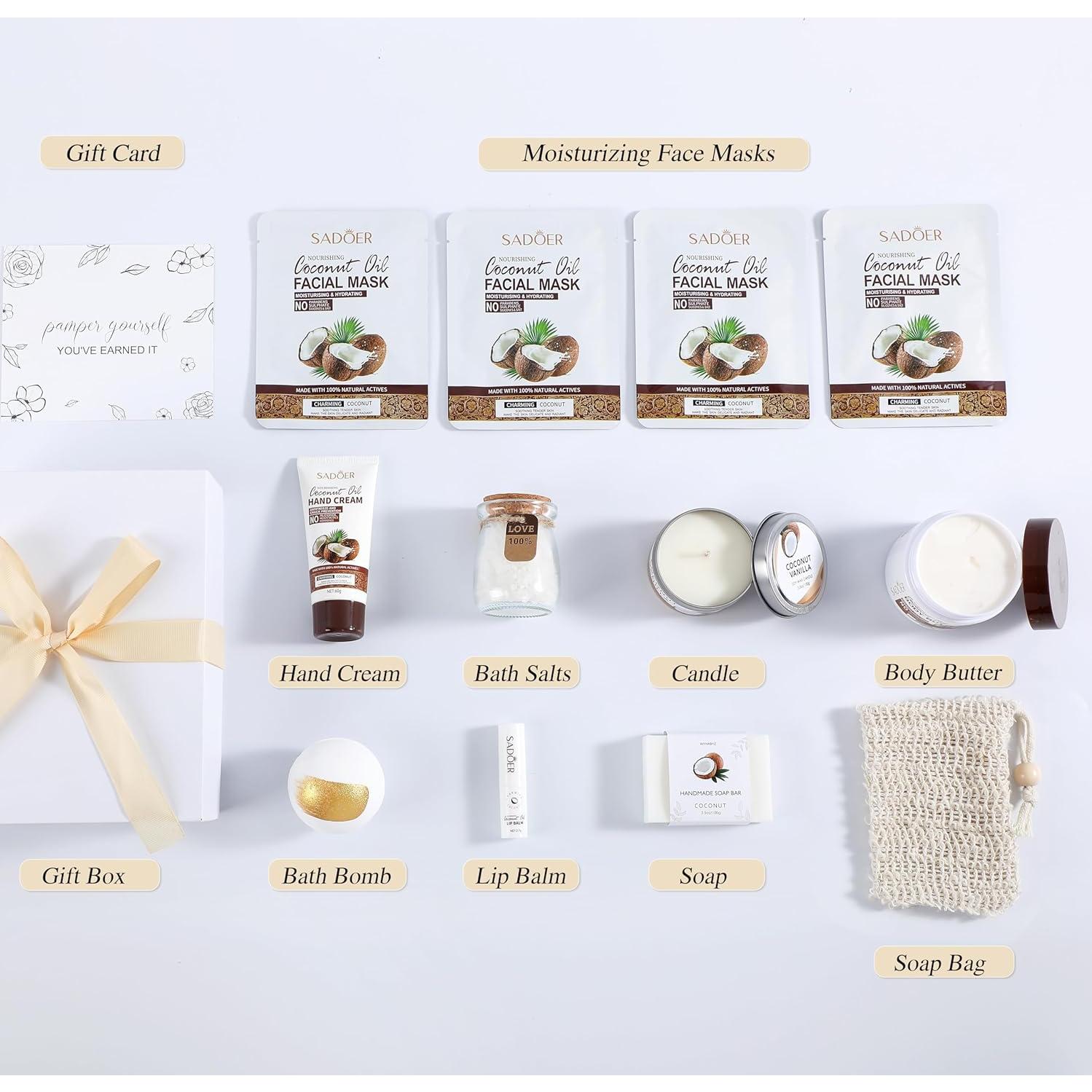 Kit de Spa de Coco para Mujeres - Regalo de Cuidado Personal