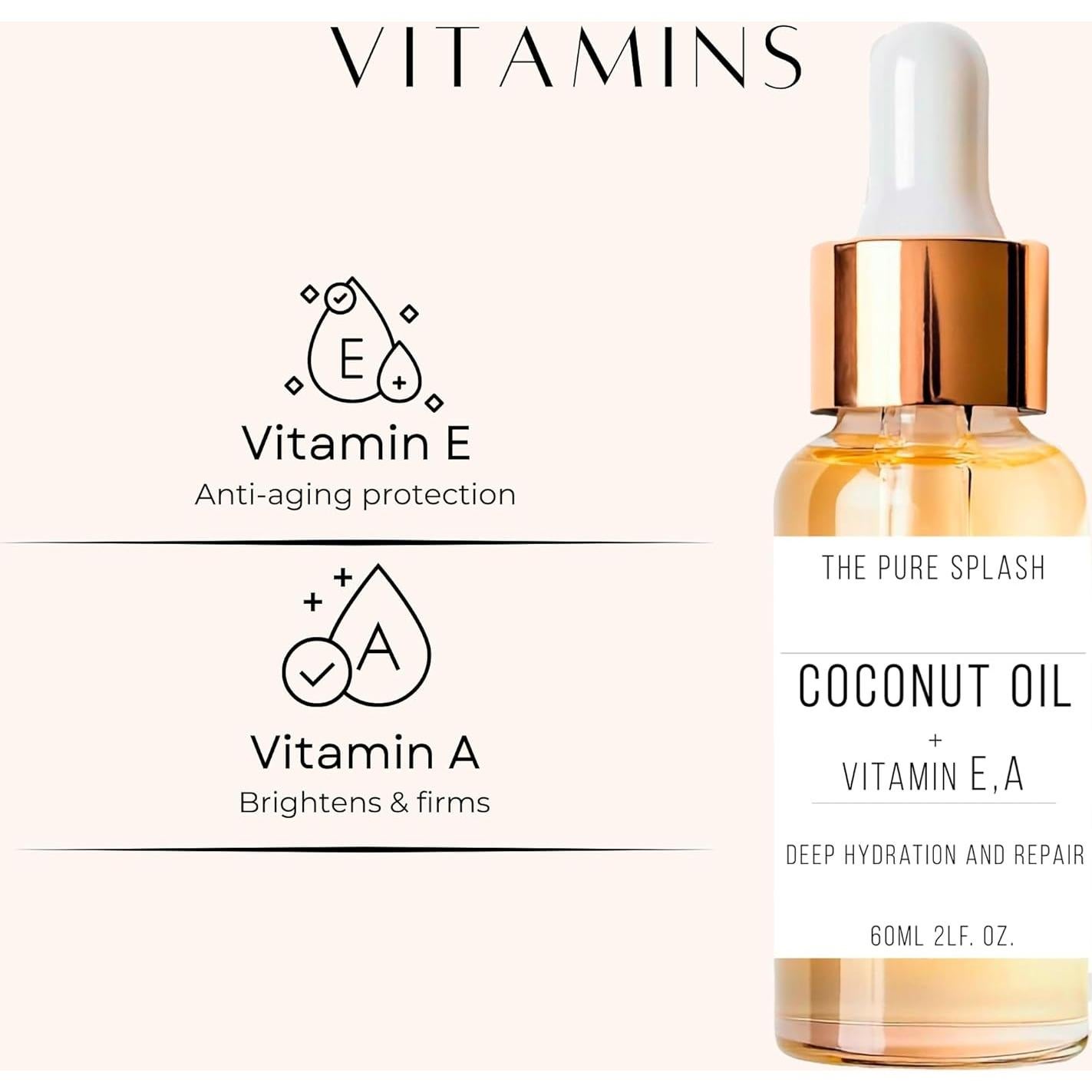 Aceite de Coco Natural THE PURE SPLASH 60ml - Hidratación y Nutrición