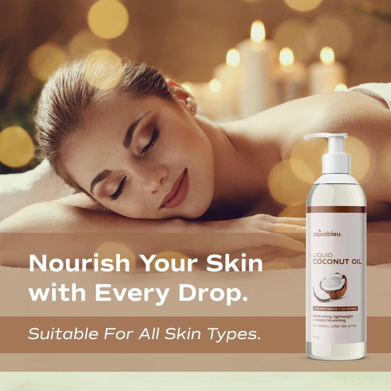 Aceite de Coco Fraccionado Aquableu 100% Puro 340g Hidratante