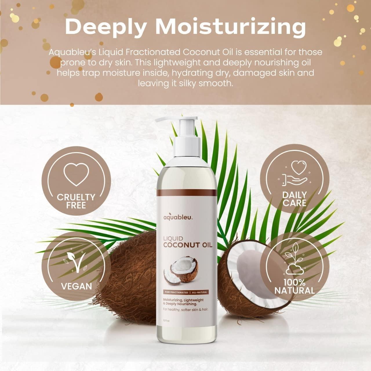 Aceite de Coco Fraccionado Aquableu 100% Puro 340g Hidratante