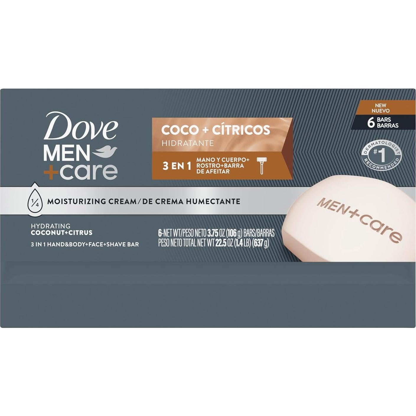 Barra Hidratante Dove Men+Care Coco y Cítricos 106 g