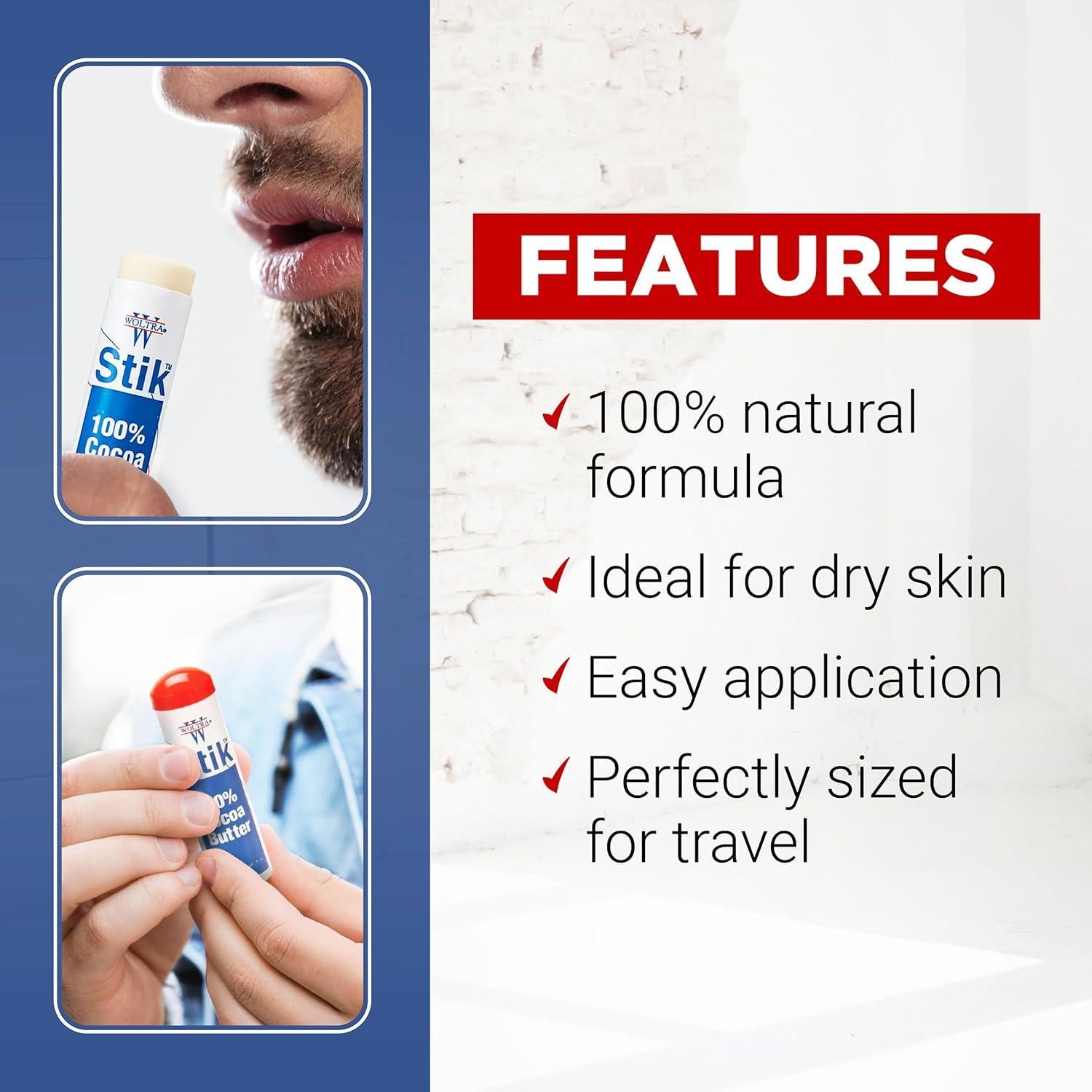 Stick de Manteca de Cacao Woltra 28.35 g para Piel Seca