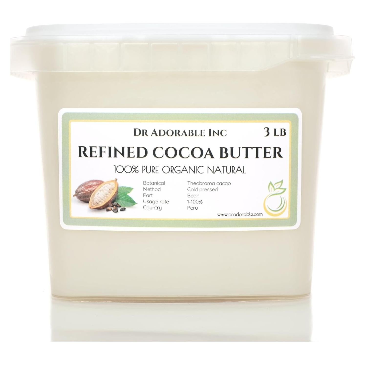 Manteca de Cacao Refinada Dr Adorable 1.36 kg Orgánica Pura