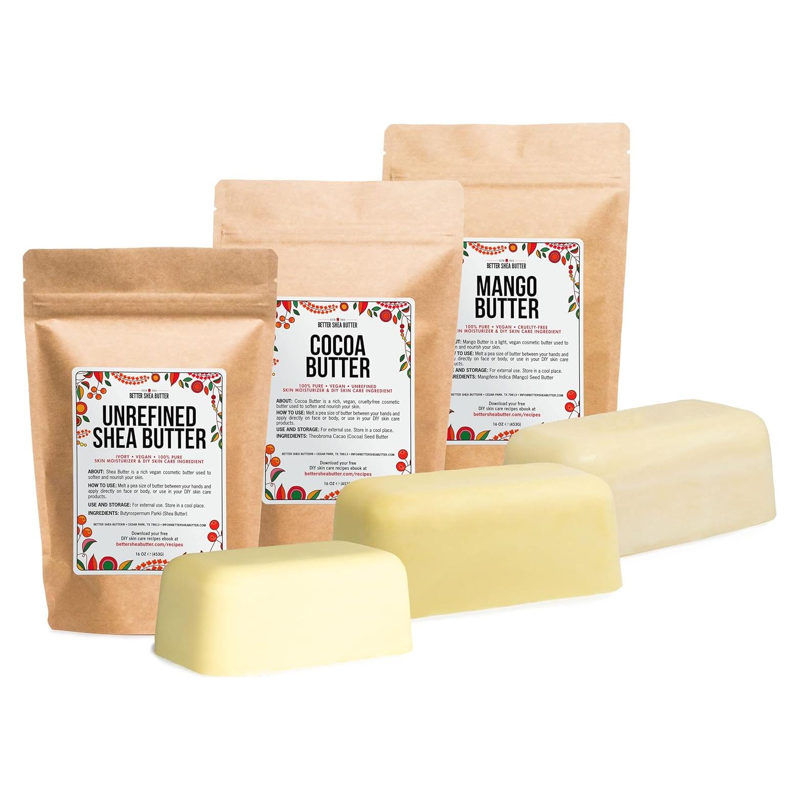 Set de Mantecas Corporales Crudas 3x454g - Karité, Mango, Cacao