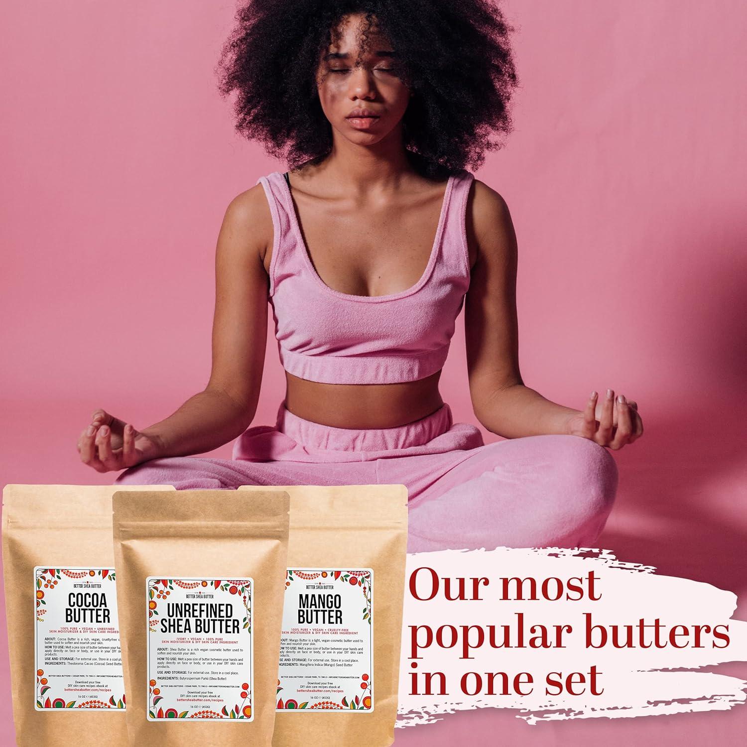 Set de Mantecas Corporales Crudas 3x454g - Karité, Mango, Cacao