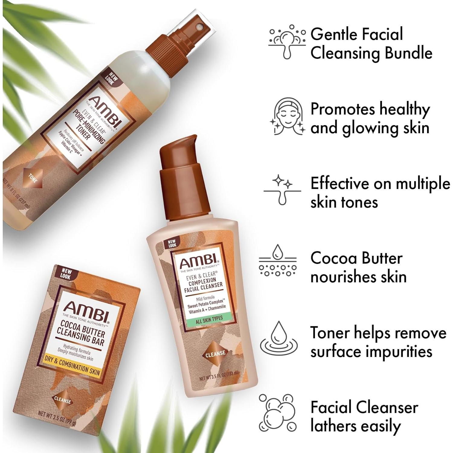 Juego de Cuidado Facial para Piel Seca y Mixta - Incluye Limpiador, Tónico y Bonete de Satén