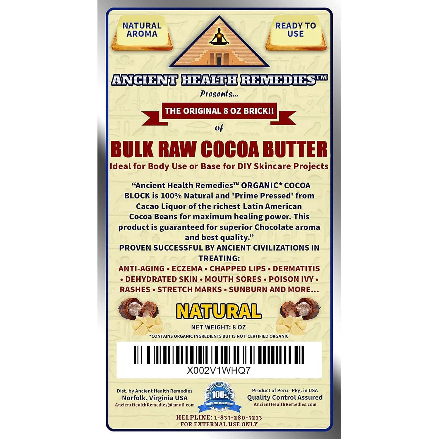 Manteca de Cacao Cruda Orgánica Ancient Health 226.8g
