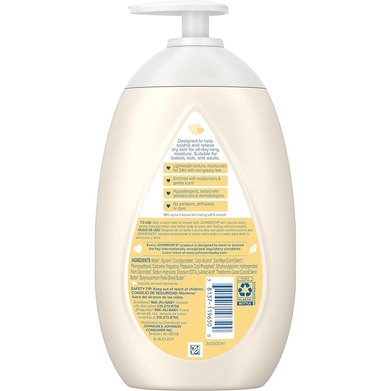 Loción Hidratante Johnson's Skin Nourish 500 ml Manteca de Karité y Cacao