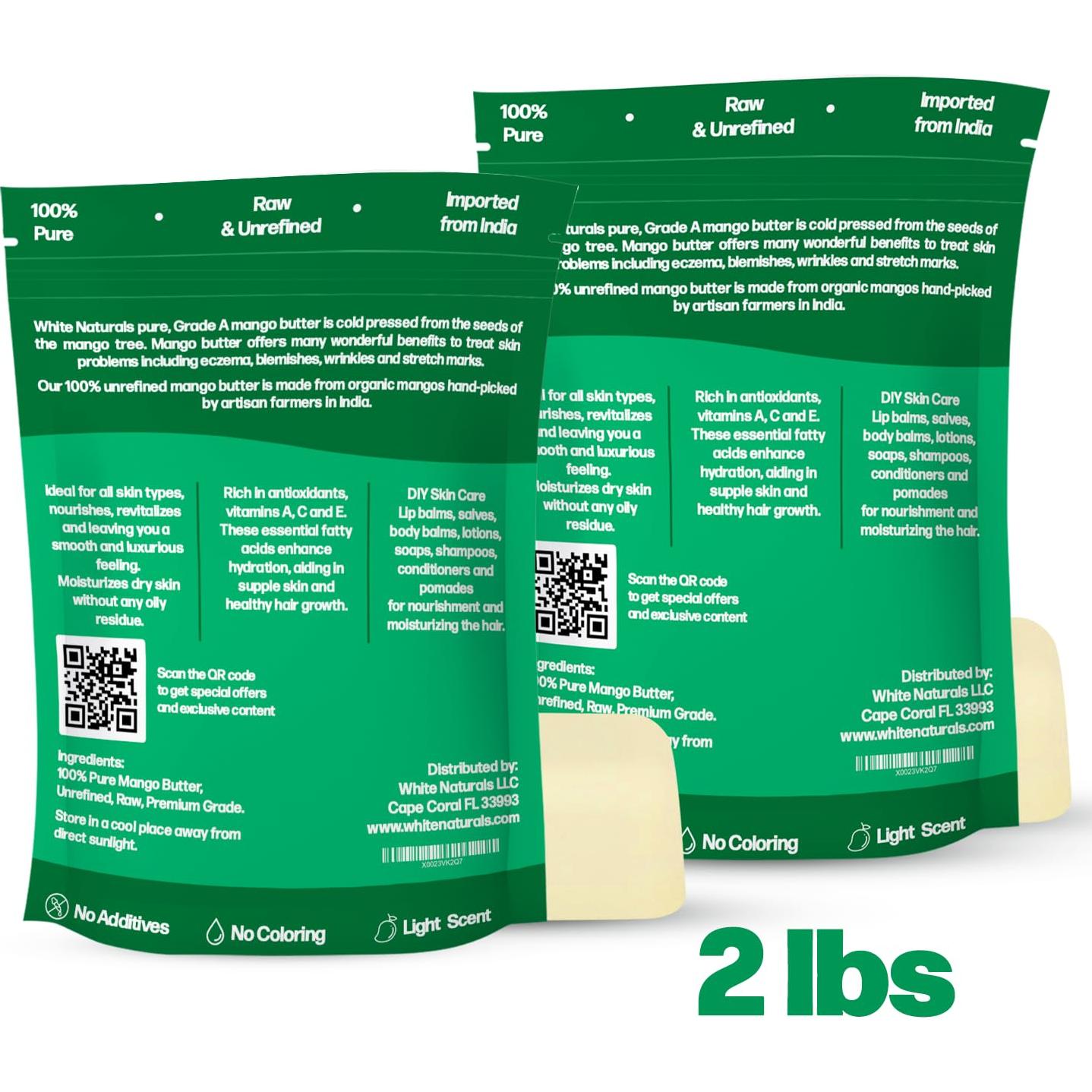 Manteca de Mango Orgánica Cruda 0.91 kg White Naturals