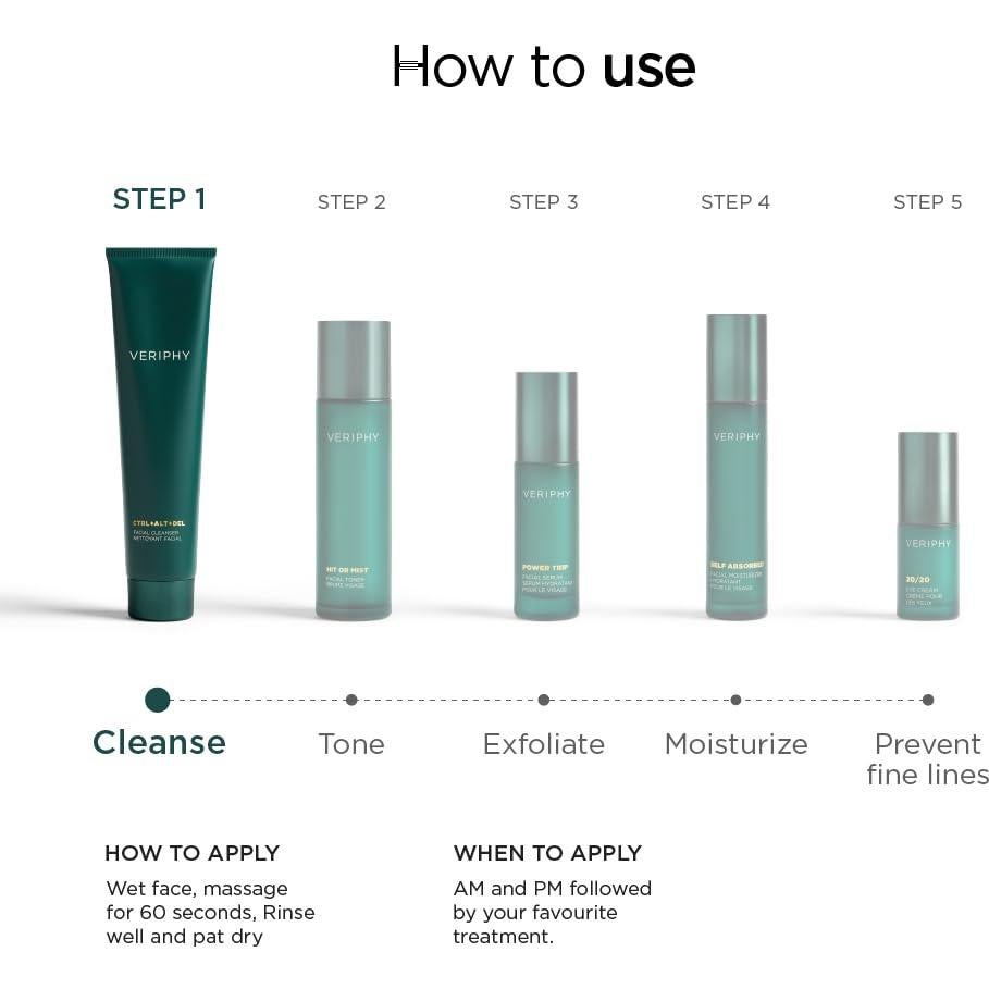 Limpiador Facial Veriphy CTRL+ALT+DEL 150mL Hidratante