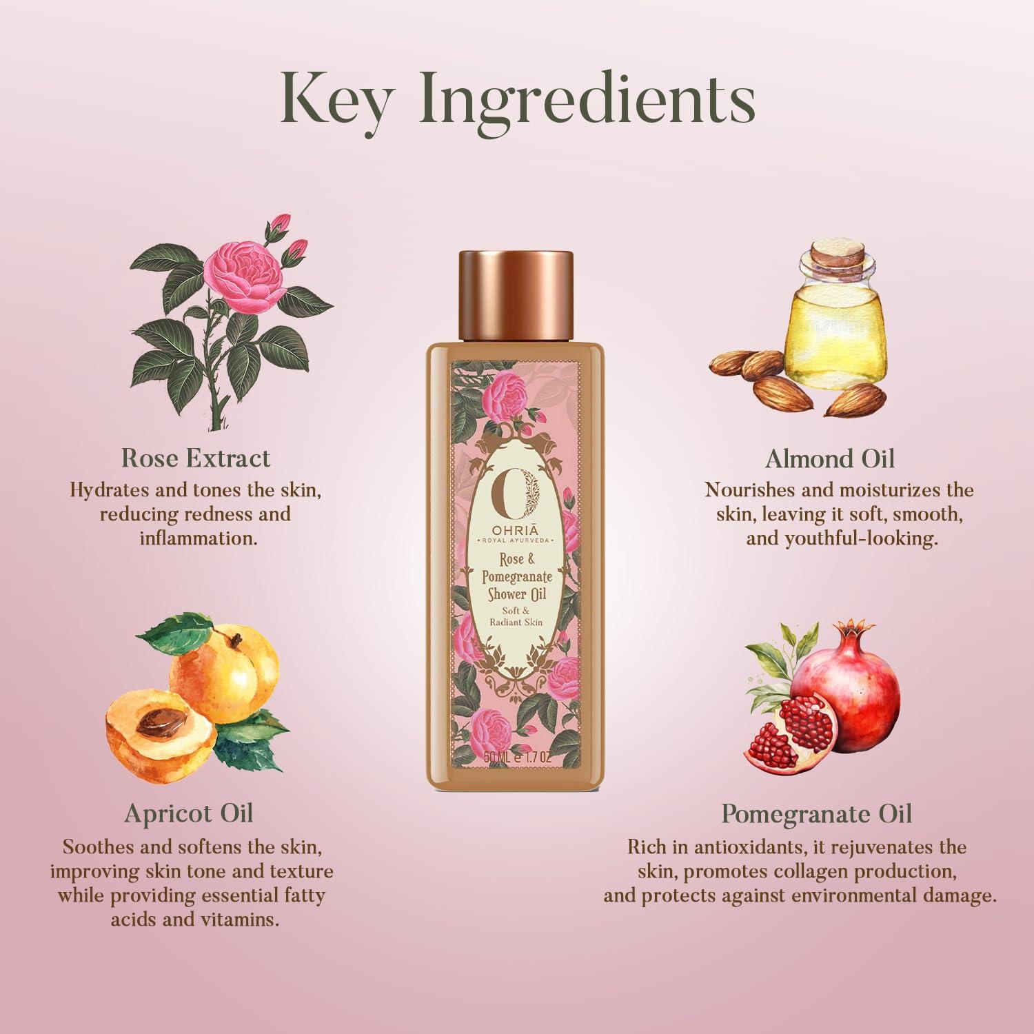 Aceite de Ducha Ayurveda OHRIA Rosa y Granada 50ml