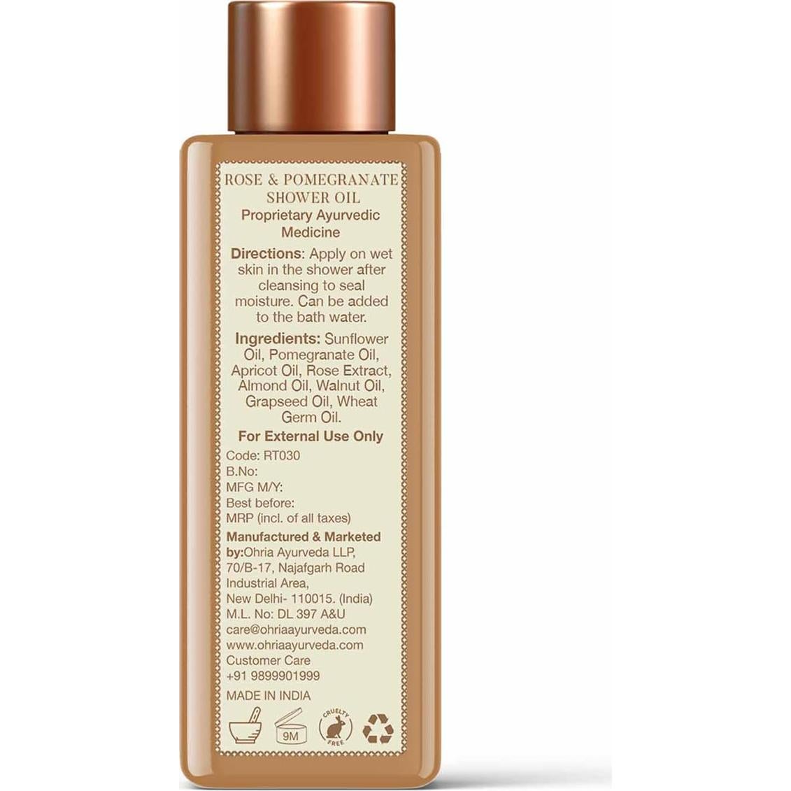 Aceite de Ducha Ayurveda OHRIA Rosa y Granada 50ml