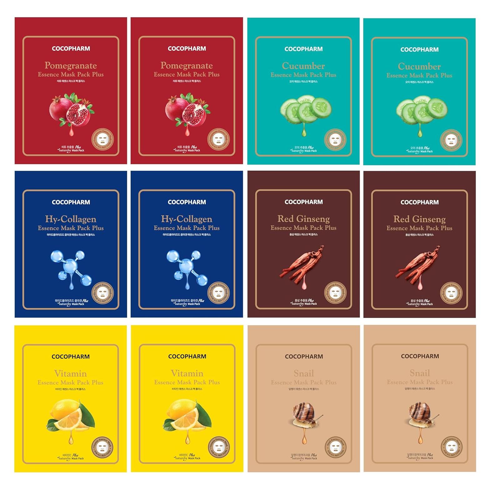 Mascarillas Faciales Hidratantes Natureby Cocopharm - Set 12 pcs