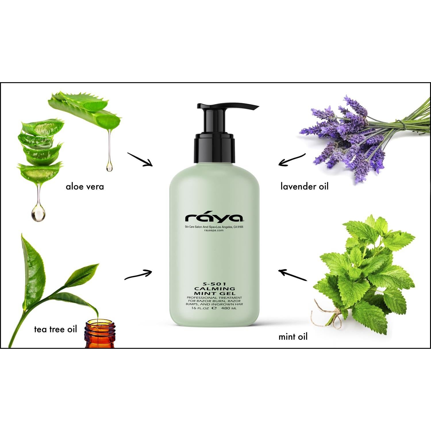 Gel Calmante de Menta RAYA 473 ml para Piel Sensible