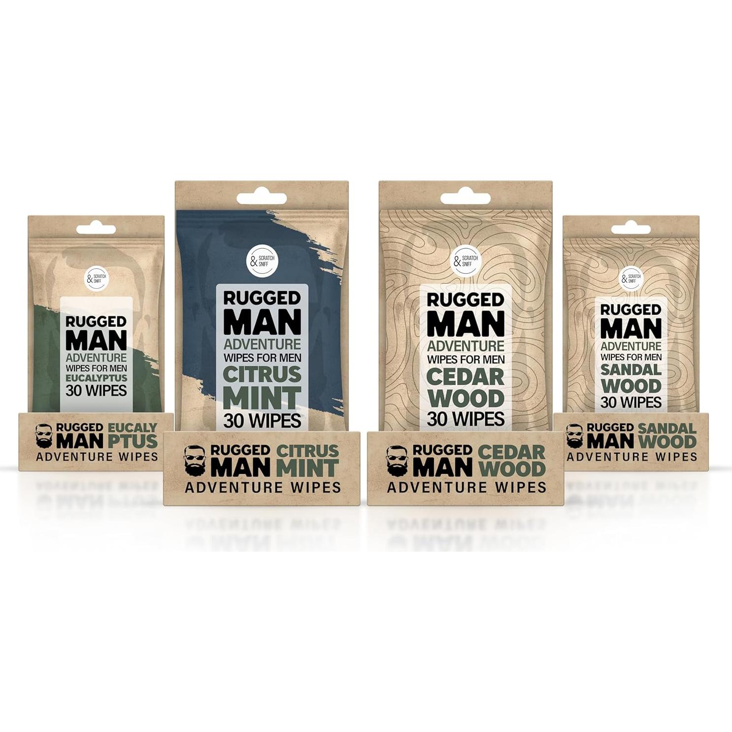 Toallitas Corporales para Hombre BLKSMITH - 120 Unidades Sándalo, Menta, Cedro, Eucalipto