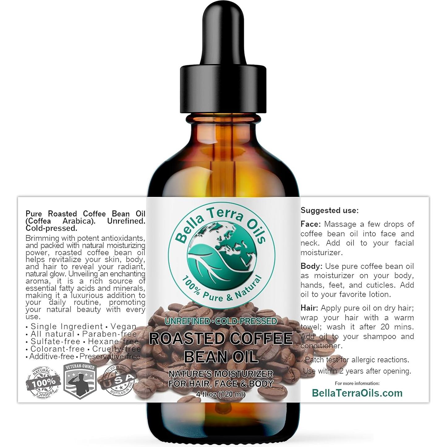 Aceite de Grano de Café Tostado Bella Terra 118 ml - Puro y Natural