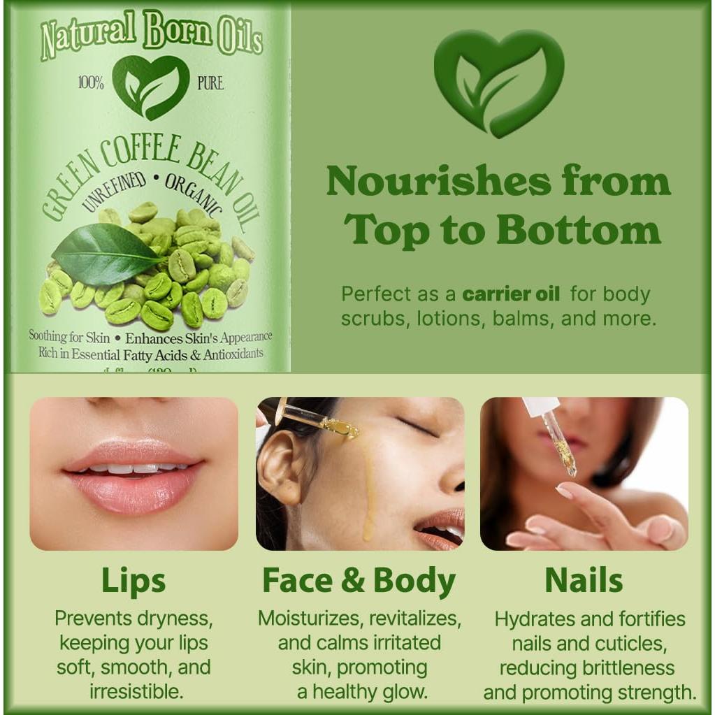 Aceite de Grano de Café Verde Orgánico Natural Born Oils 226g