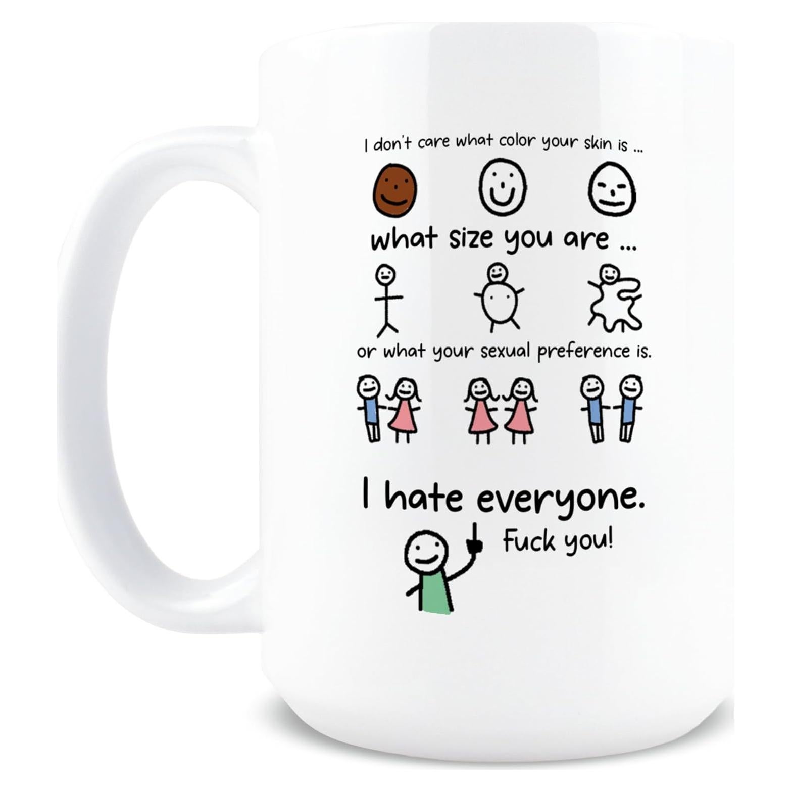 Taza de Cerámica HOGG 15 oz Odio a Todos - Regalo Sarcástico