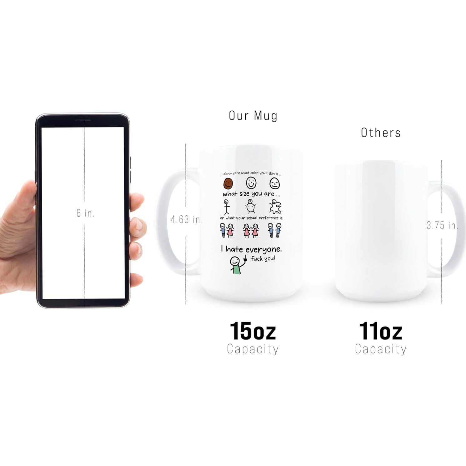 Taza de Cerámica HOGG 15 oz Odio a Todos - Regalo Sarcástico