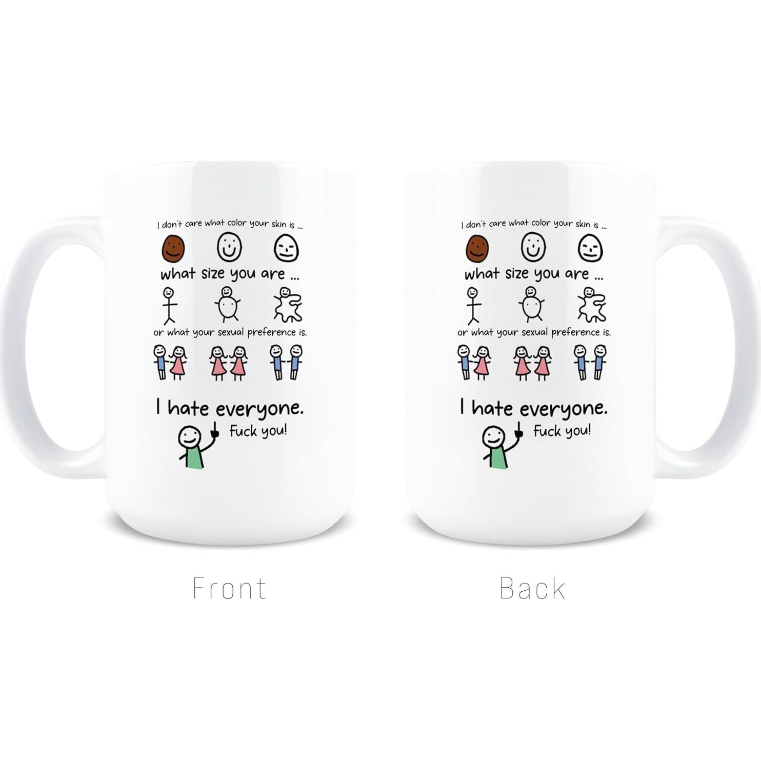 Taza de Cerámica HOGG 15 oz Odio a Todos - Regalo Sarcástico