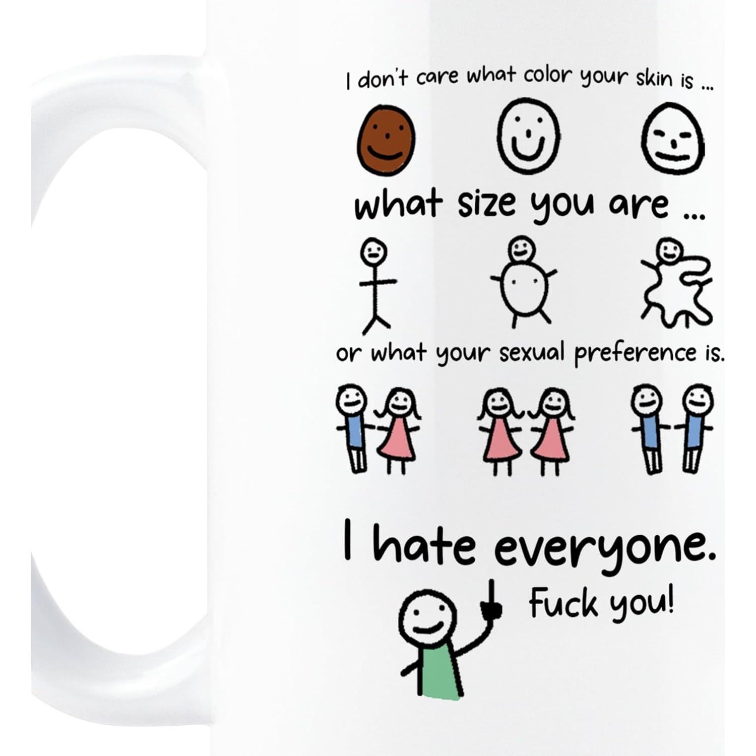 Taza de Cerámica HOGG 15 oz Odio a Todos - Regalo Sarcástico