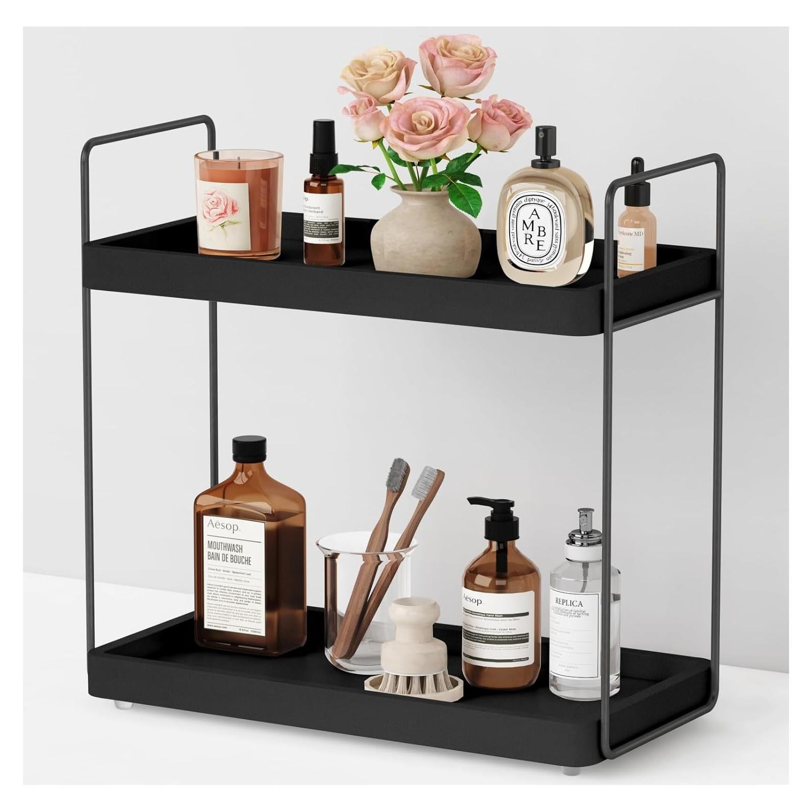 Organizador de Encimera de Baño Forbena Negro 2 Niveles
