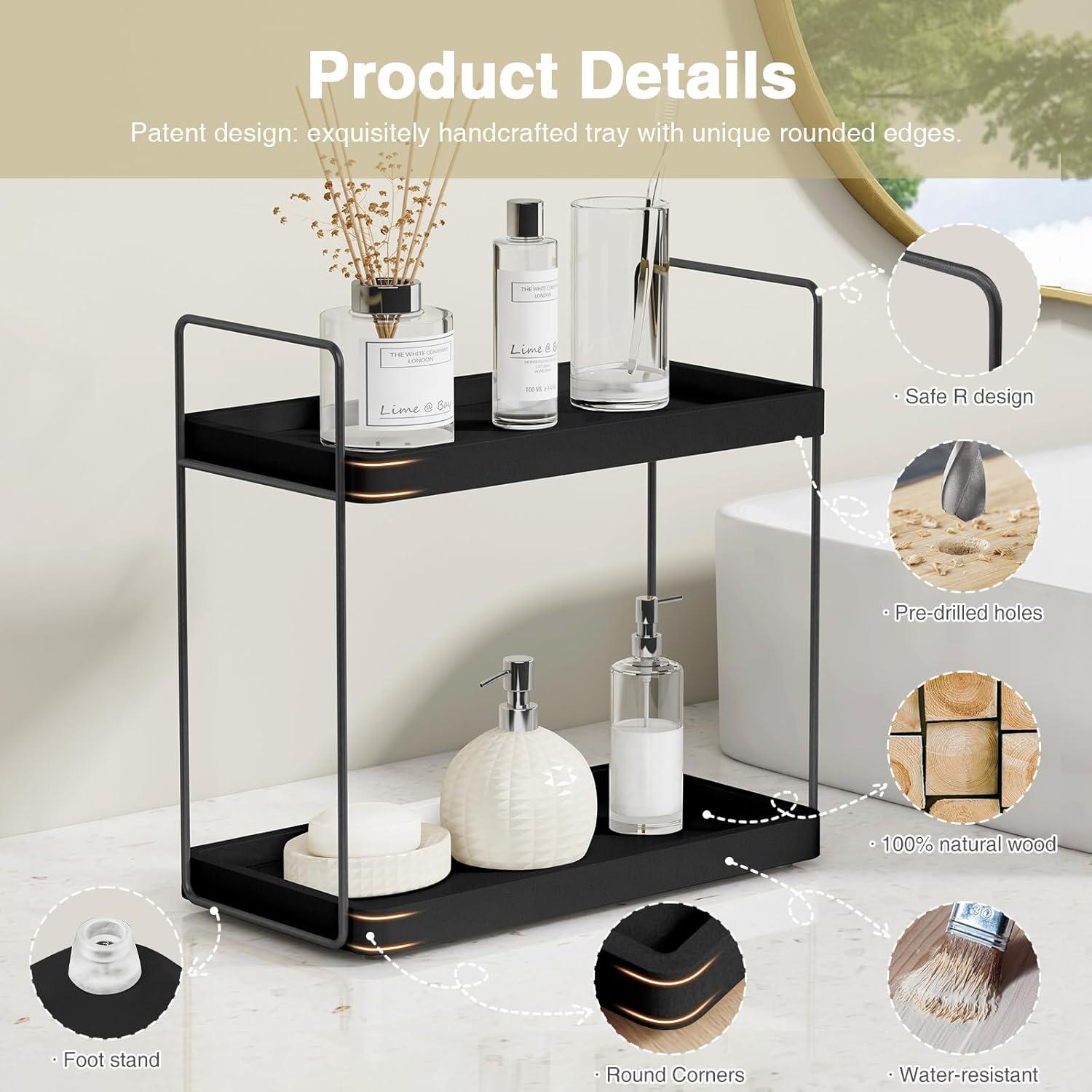 Organizador de Encimera de Baño Forbena Negro 2 Niveles