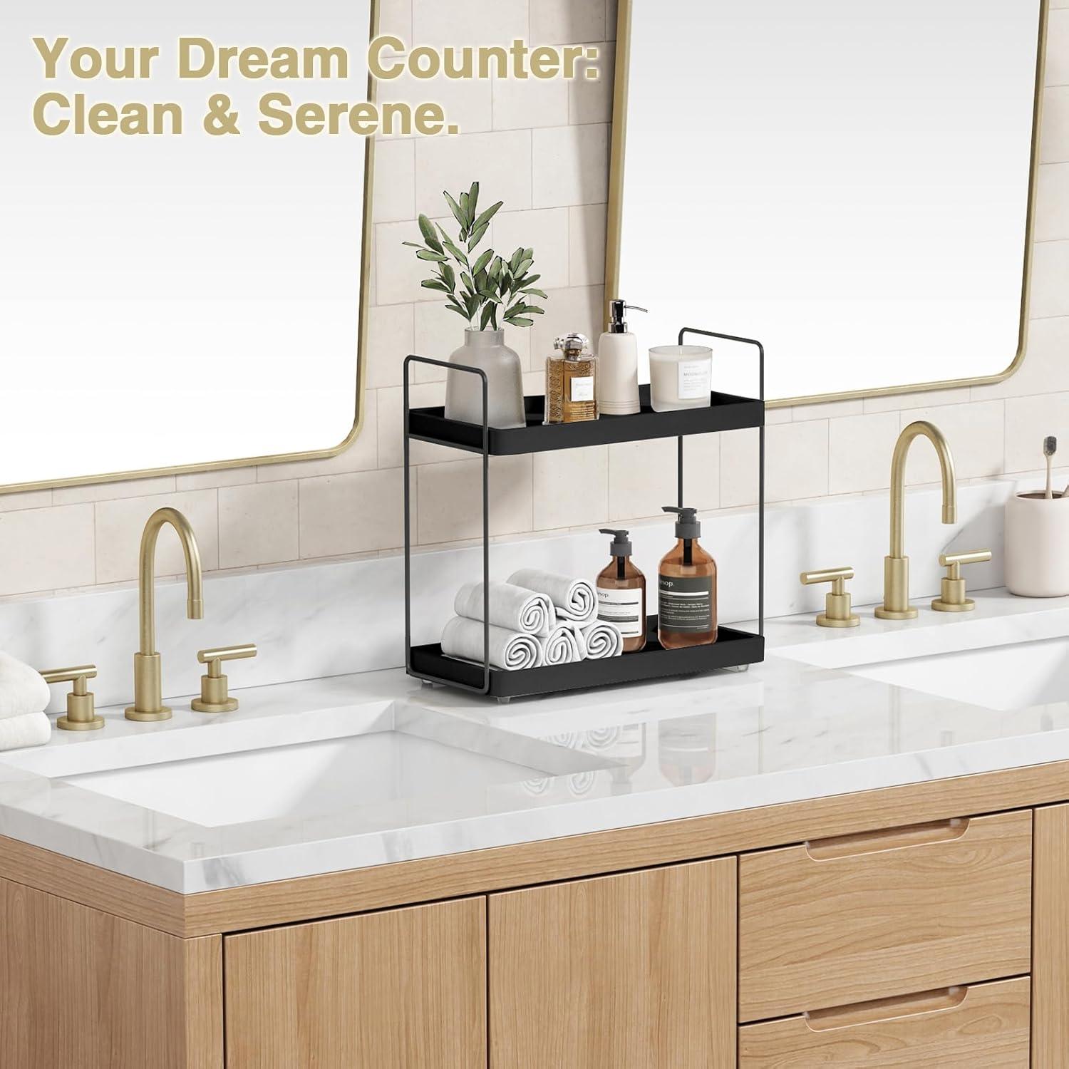 Organizador de Encimera de Baño Forbena Negro 2 Niveles