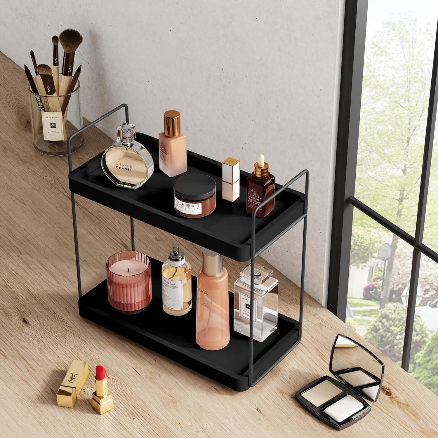 Organizador de Encimera de Baño Forbena Negro 2 Niveles