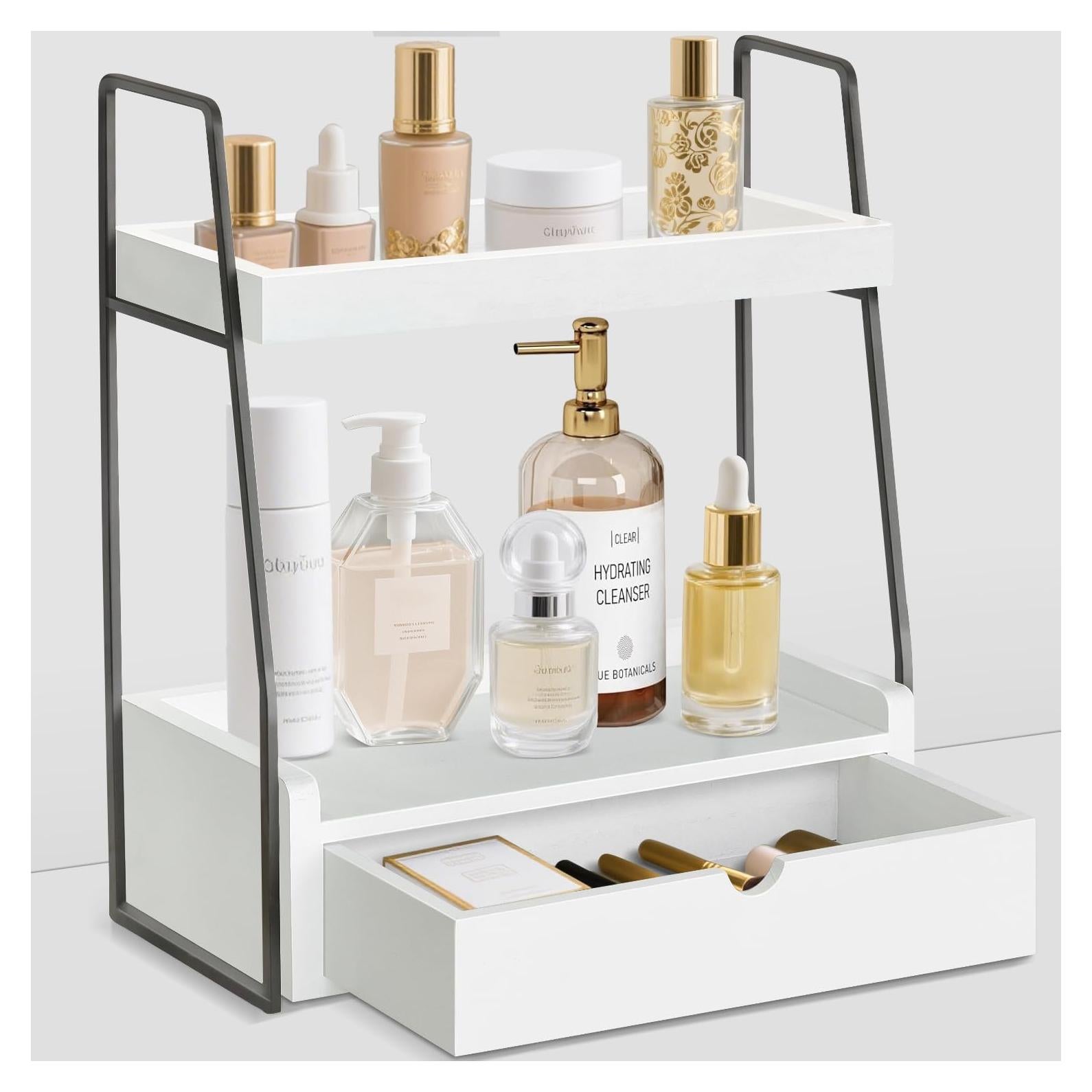 Organizador de baño VOOTTOU 2 niveles con cajón madera 30x17x39cm