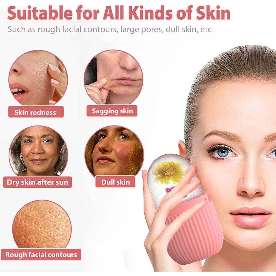 Rodillo de Hielo XHJRI para Cara y Ojos Rosa 11.4x6.1cm