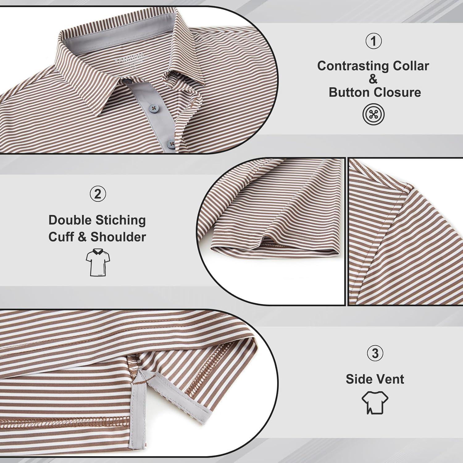 Camisa Polo de Golf para Hombres Blue Clover - Manga Corta Rayas