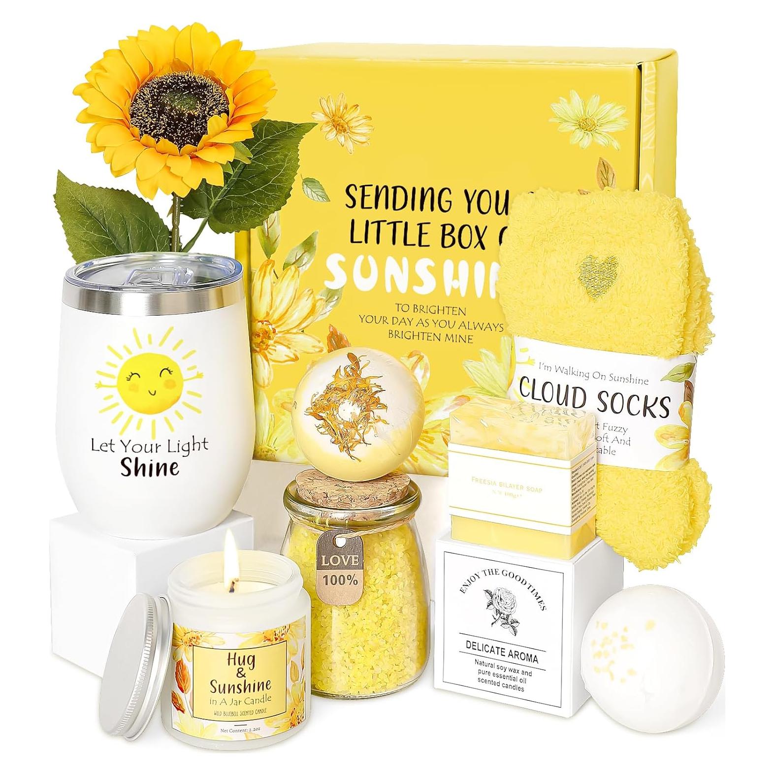 Cesta de Regalo de Spa Amarilla para Mujeres - Regalos de Cumpleaños