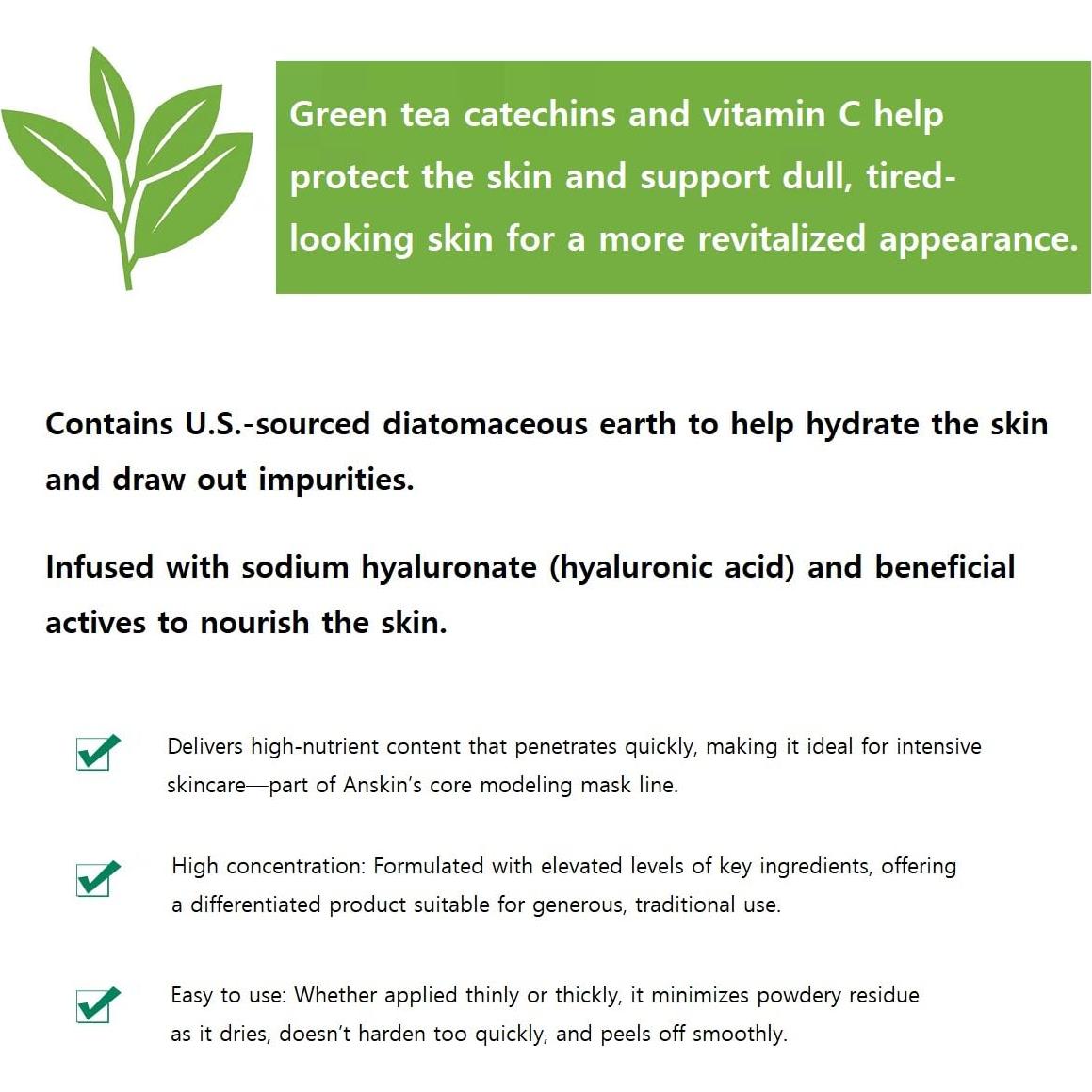 Máscara de Modelado Anskin 240g - Té Verde Hidratante