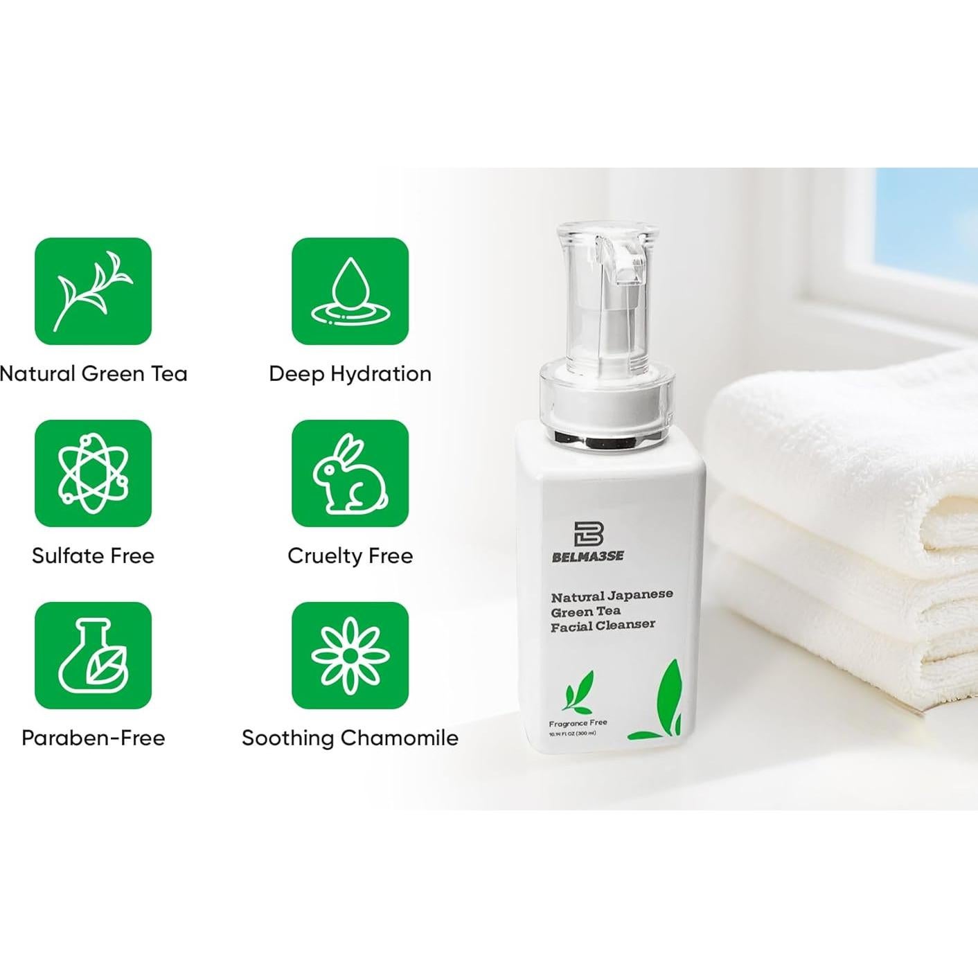 Limpiador Facial de Té Verde Japonés Belma3se 300ml Sin Sulfatos