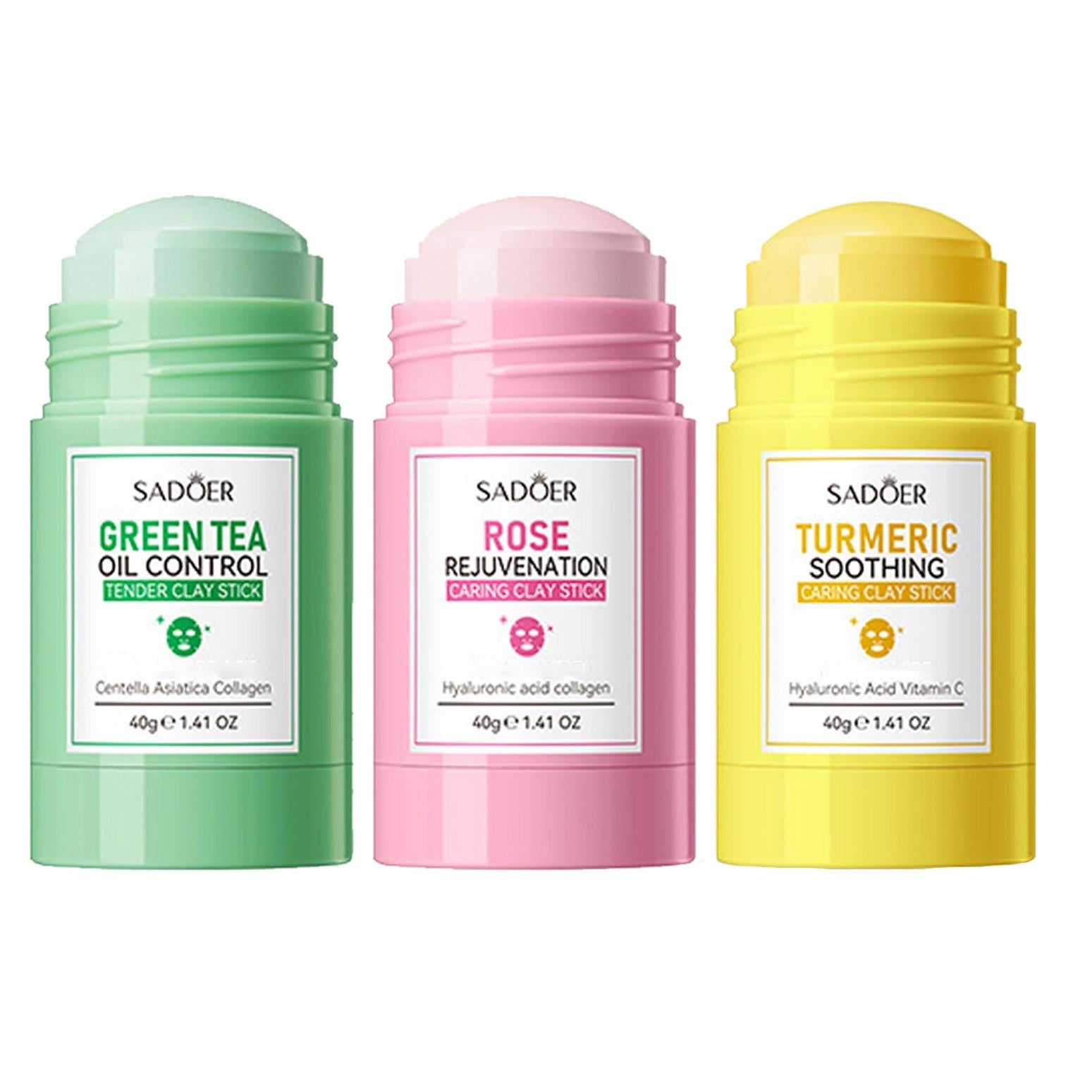 Mascarilla Facial de Té Verde y Cúrcuma Blopuivo - 3 Piezas