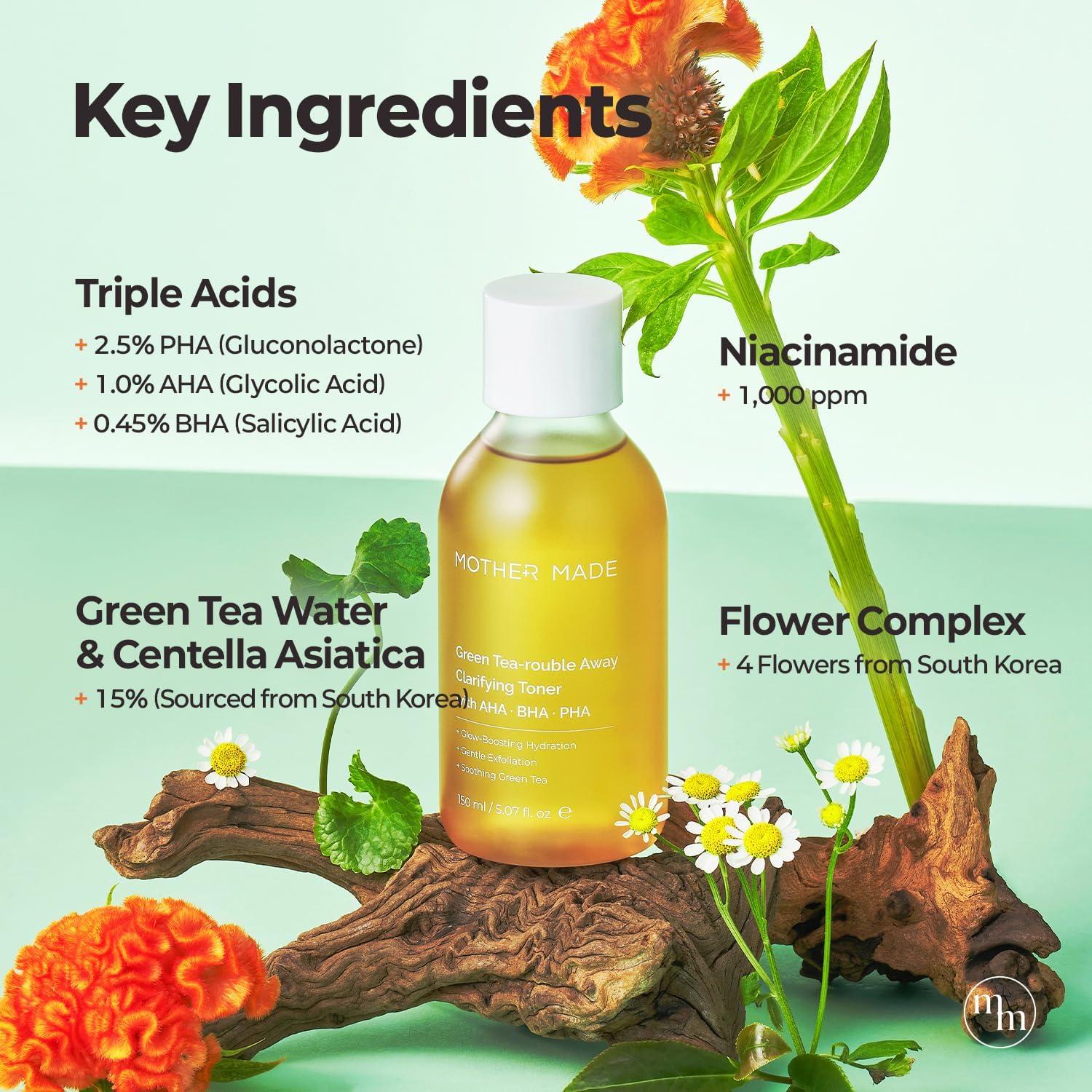 Tónico Facial Clarificante MOTHER MADE Té Verde 150 ml AHA BHA PHA