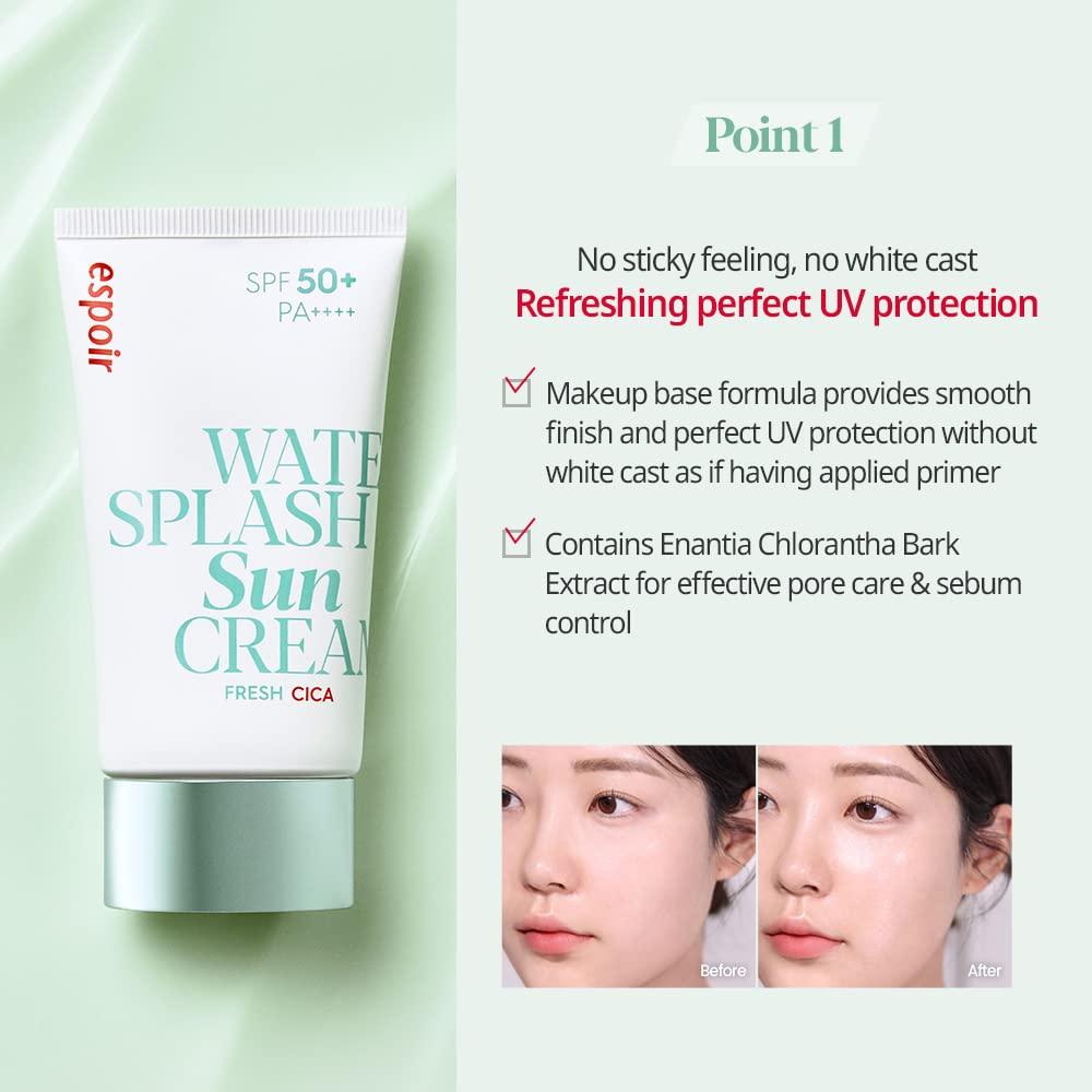 Crema Solar Espoir Water Splash Cica 60 ml SPF50+ Vegana