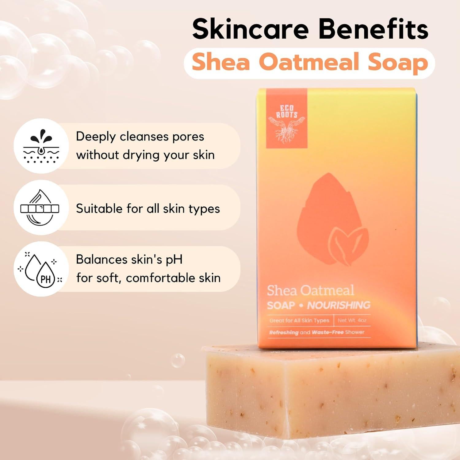 Jabón Natural de Avena ECO ROOTS - Hidratante 340g - 3 Pack