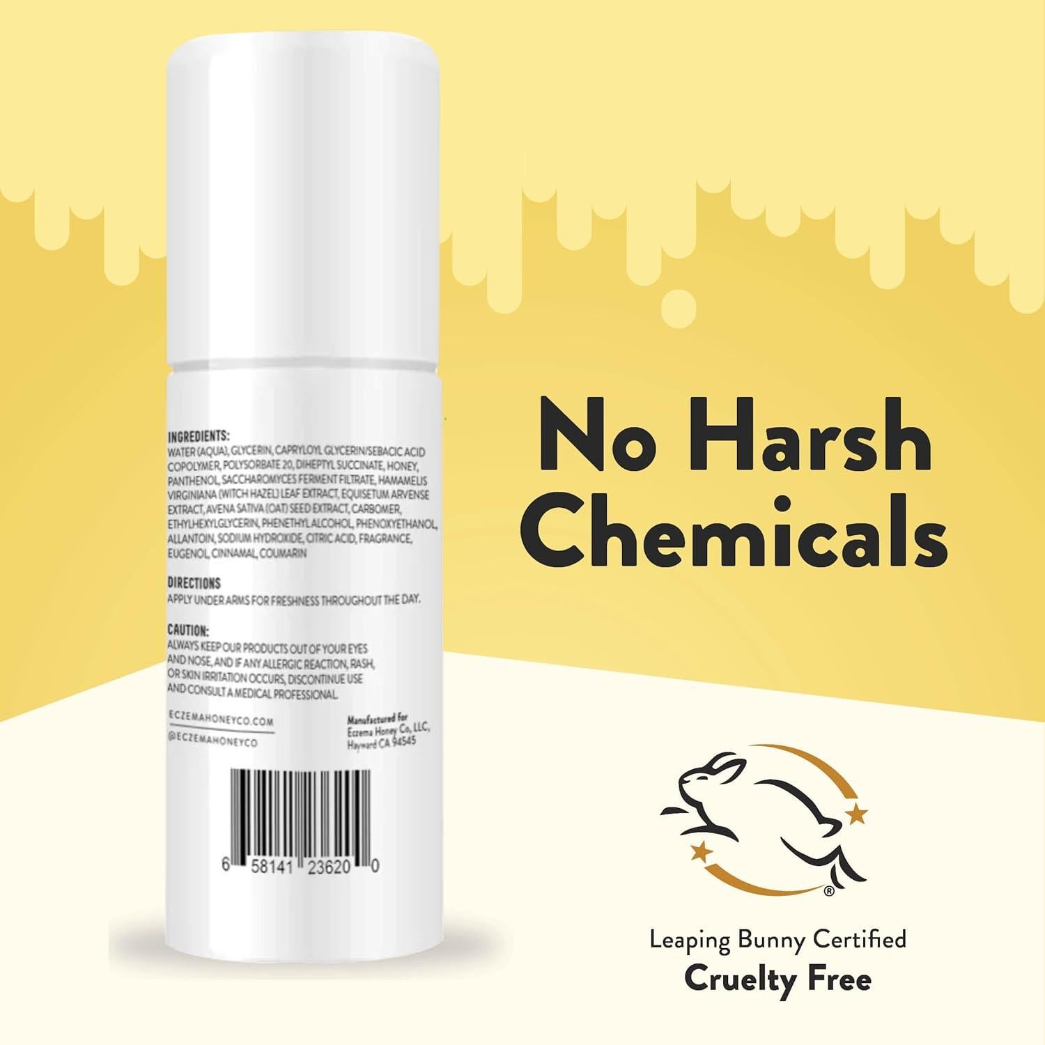 Desodorante Natural Eczema Honey Avena 85g Roll-On Sin Aluminio