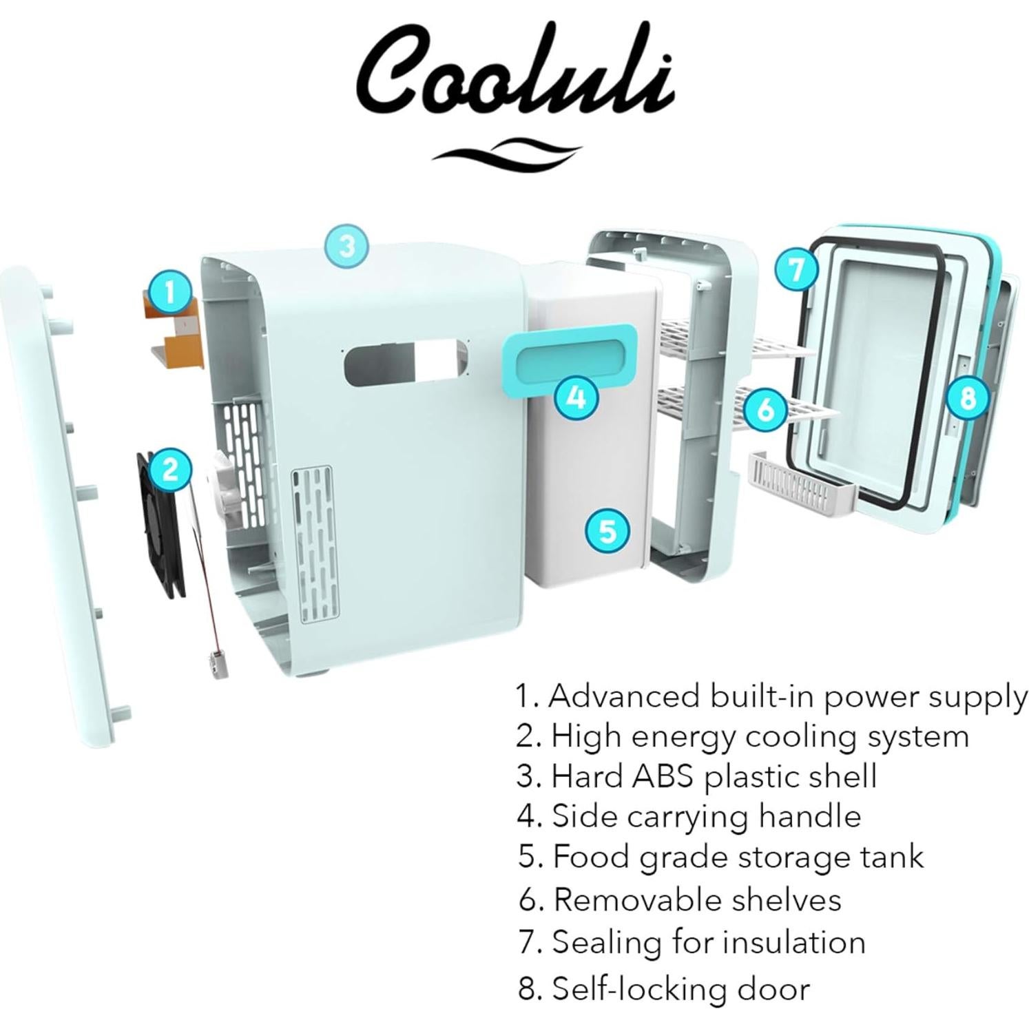 Cooluli Nevera Mini 10L Turquesa - Enfriador y Calentador