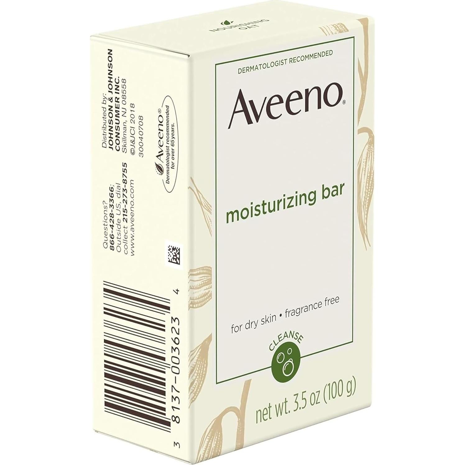 Jabón Hidratante Aveeno 99 g - Paquete de 6 Barras