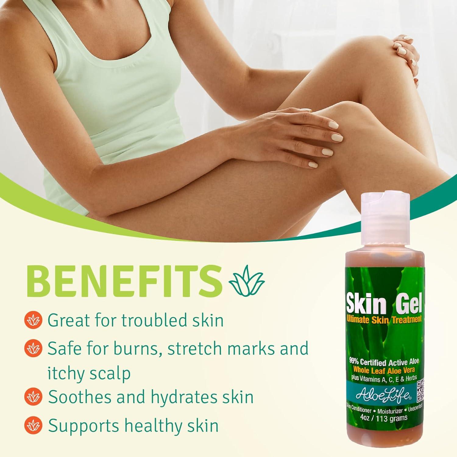 Gel de Piel Aloe Life 113g - 99% Aloe Vera Orgánico Sin Fragancia