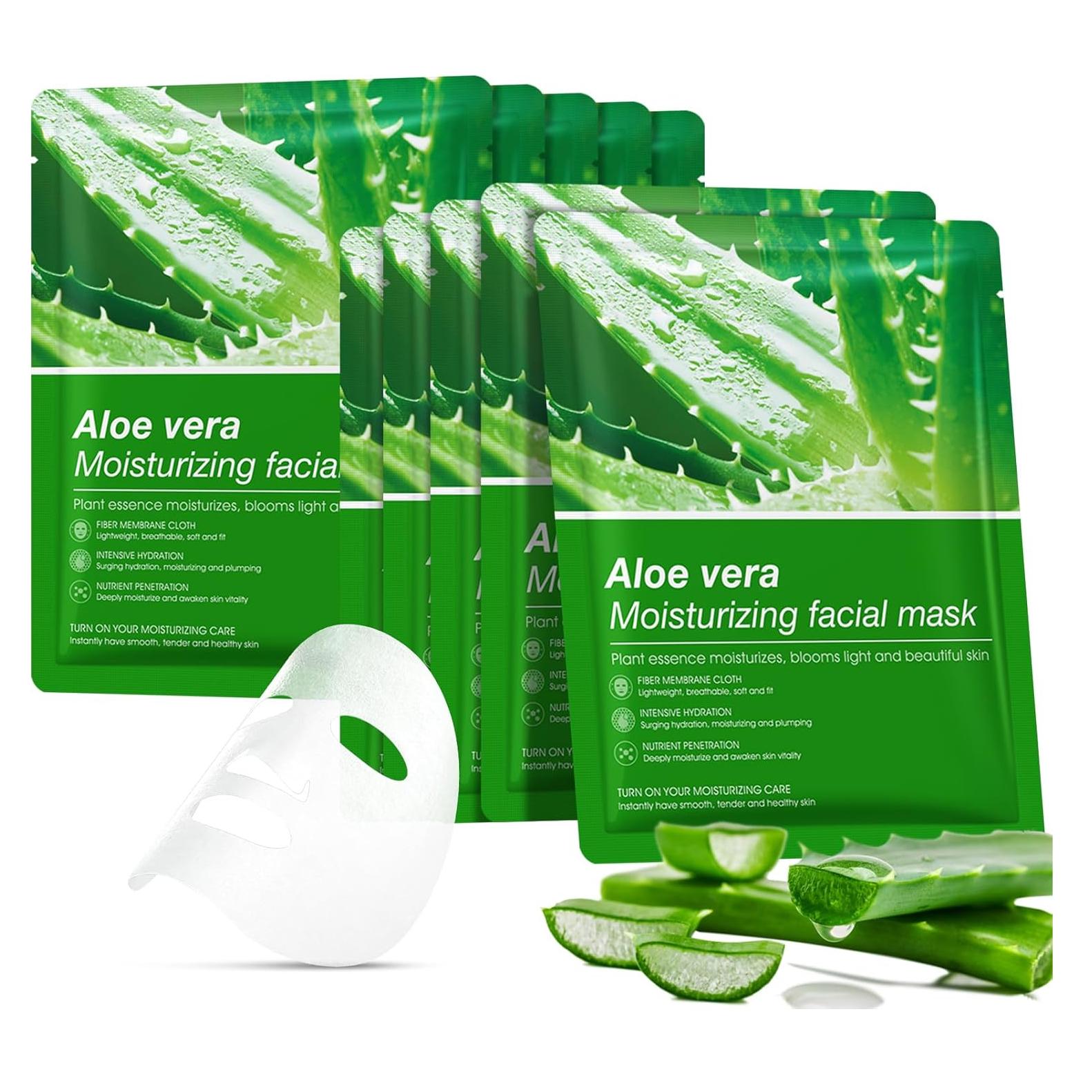 Mascarillas Faciales Hidratantes YTRAJU Aloe Vera 10 Piezas