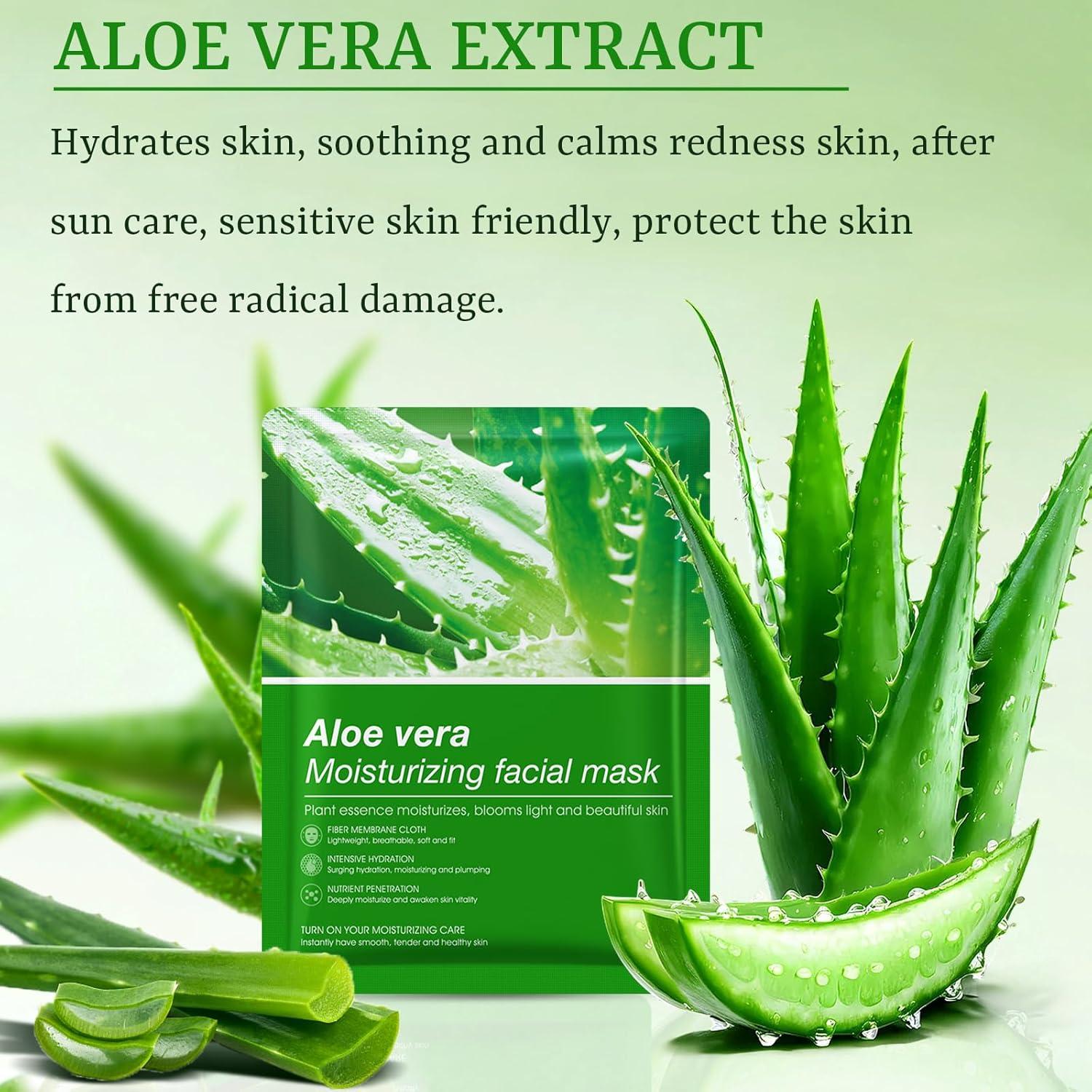 Mascarillas Faciales Hidratantes YTRAJU Aloe Vera 10 Piezas